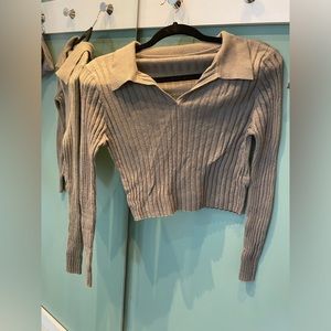 Cropped sweater, Polo, Olive Green, XXS